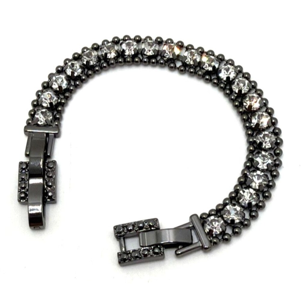 NEW Stella And Dot URBANE Bracelet Black Tone Crystal Rhinestones NWOT 7.5"